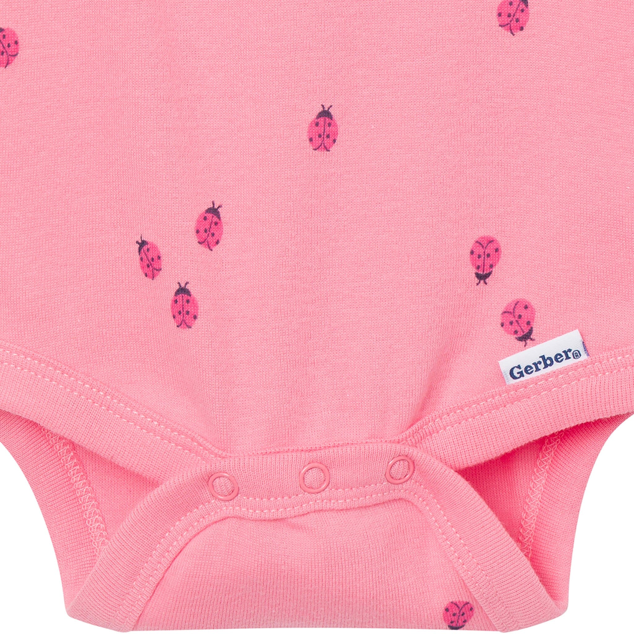 4-Pack Baby Girls Ladybug Pink Short Sleeve Bodysuits - Image 4
