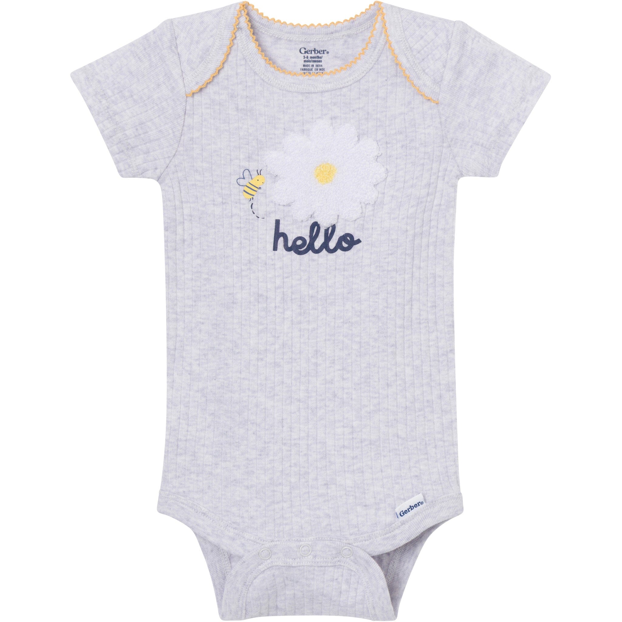 4-Pack Baby Girls Bee Flower Garden Short Sleeve Bodysuits - Image 2