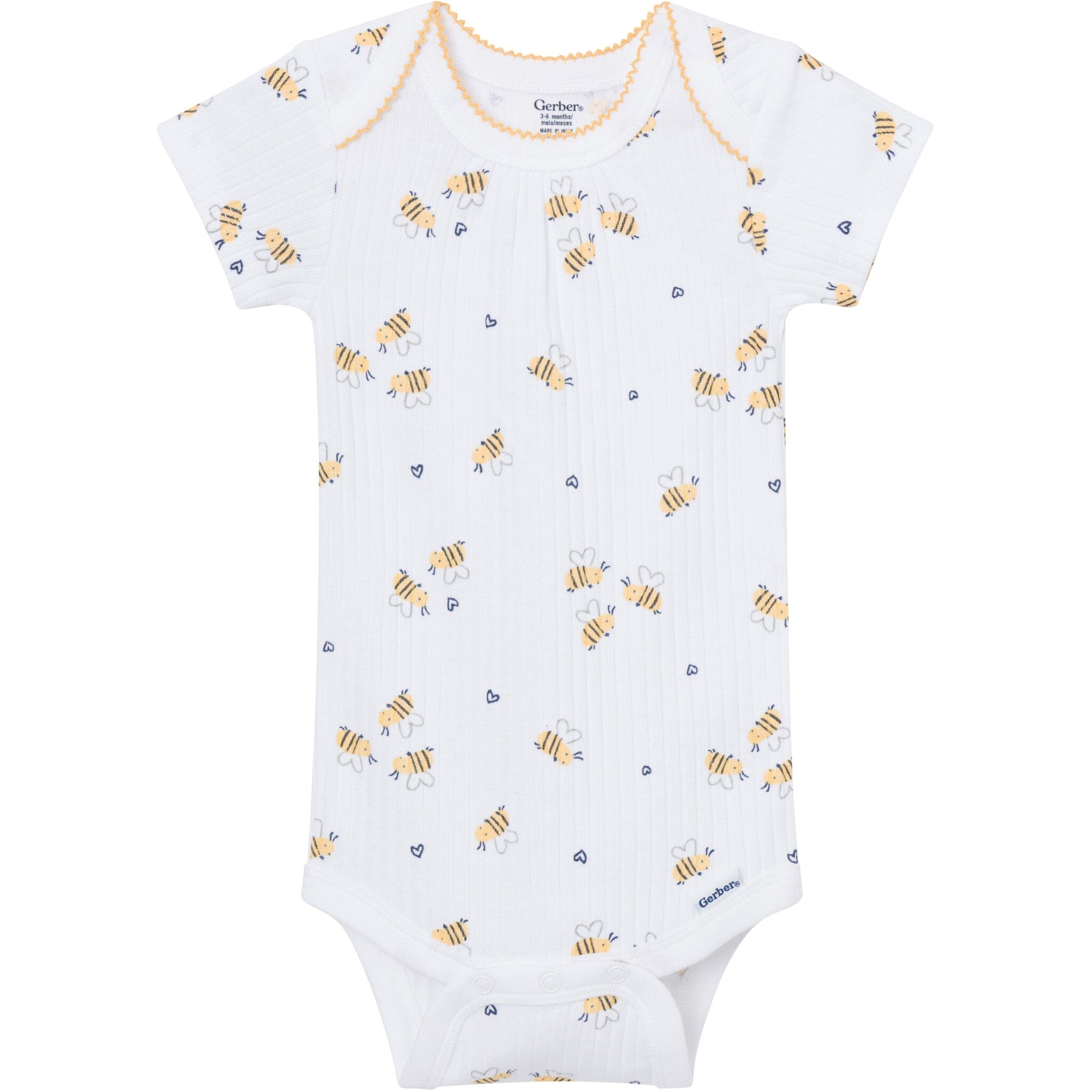 4-Pack Baby Girls Bee Flower Garden Short Sleeve Bodysuits - Image 5