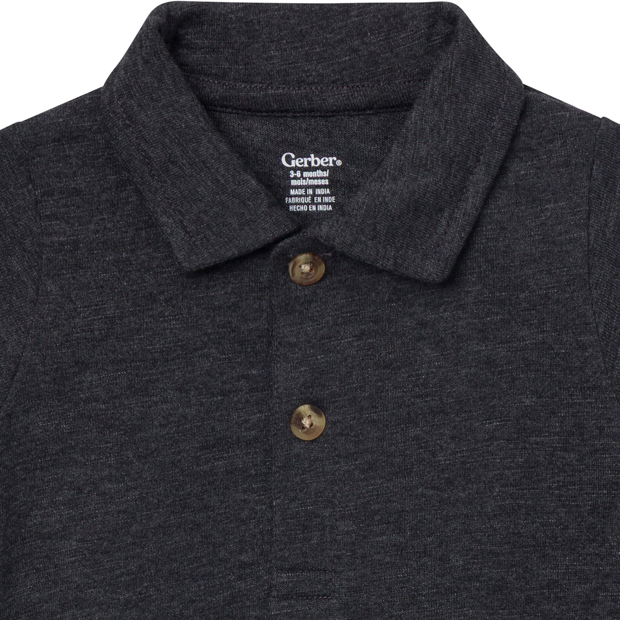 Baby Boys Black Polo Bodysuit - Image 2