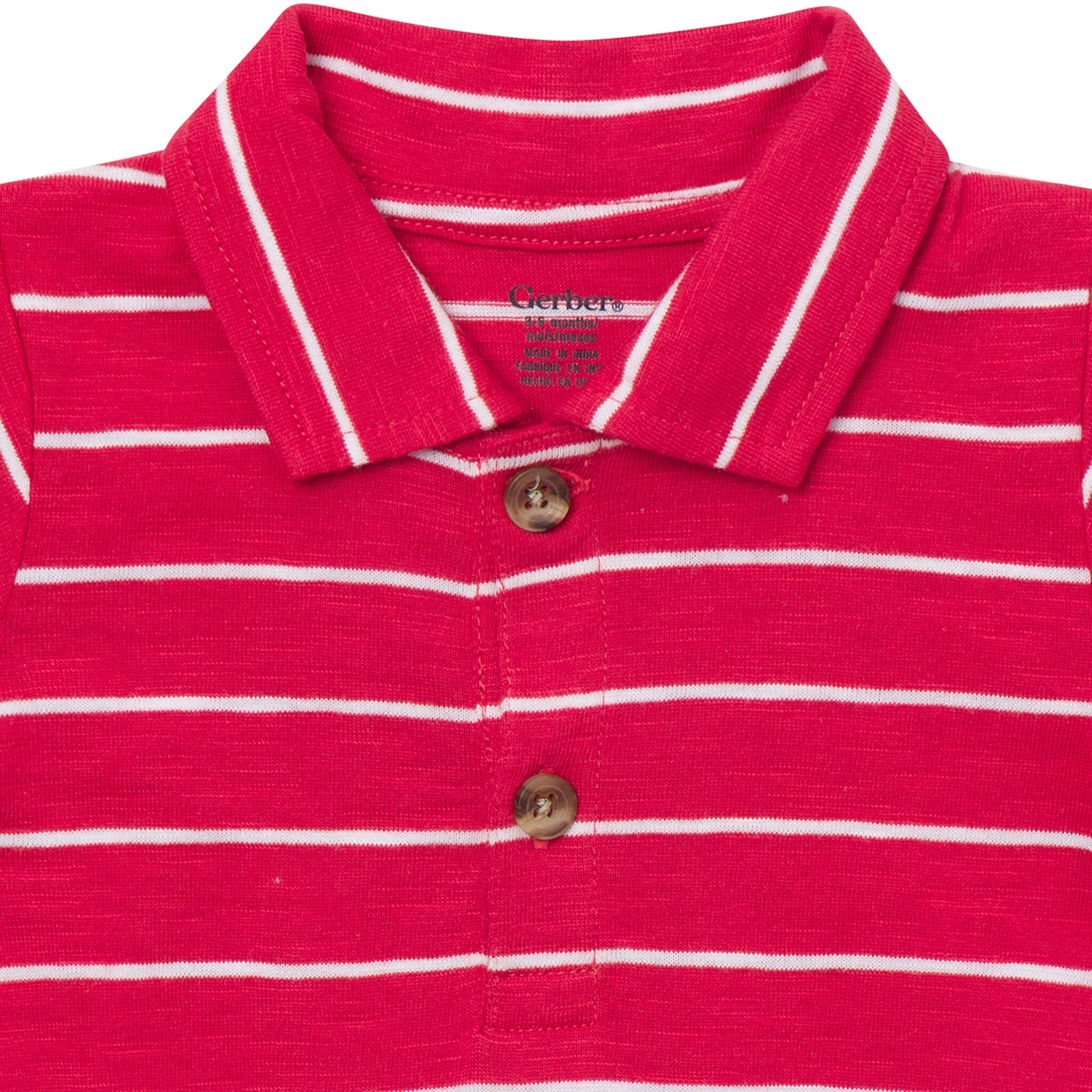 Baby Boys Red Stripes Polo Bodysuit - Image 2