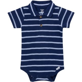 Baby Boys Navy Stripes Polo Bodysuit