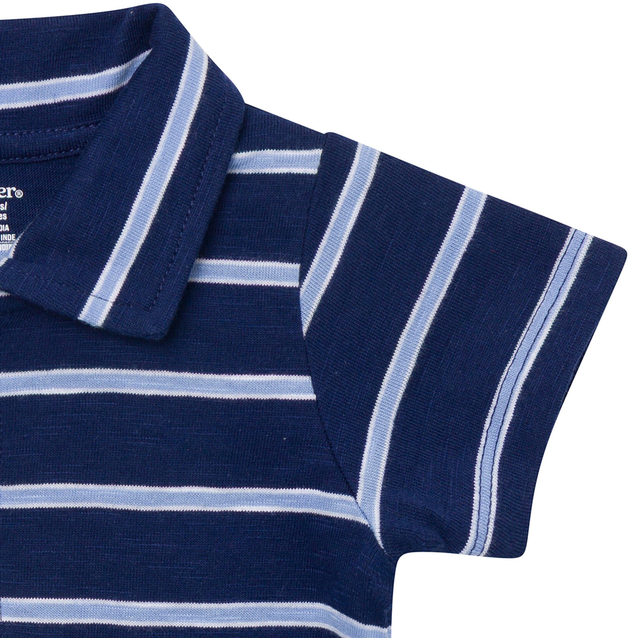Baby Boys Navy Stripes Polo Bodysuit - Image 3