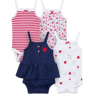 4-Pack Baby Girls Americana Sleeveless Bodysuits