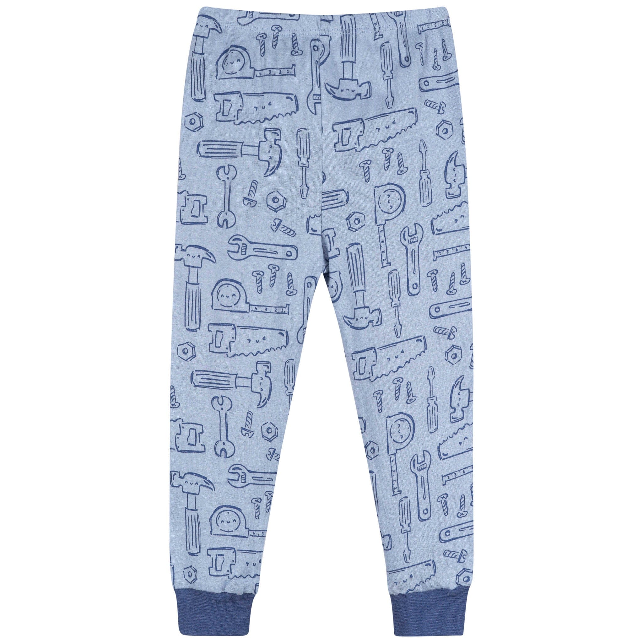 2-Piece Infant & Toddler Boys Blue Tools Cotton Pajama Set - Image 5
