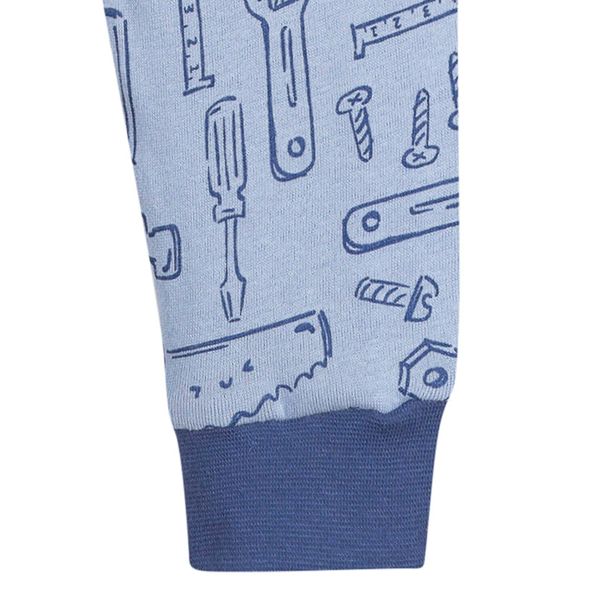 2-Piece Infant & Toddler Boys Blue Tools Cotton Pajama Set - Image 7