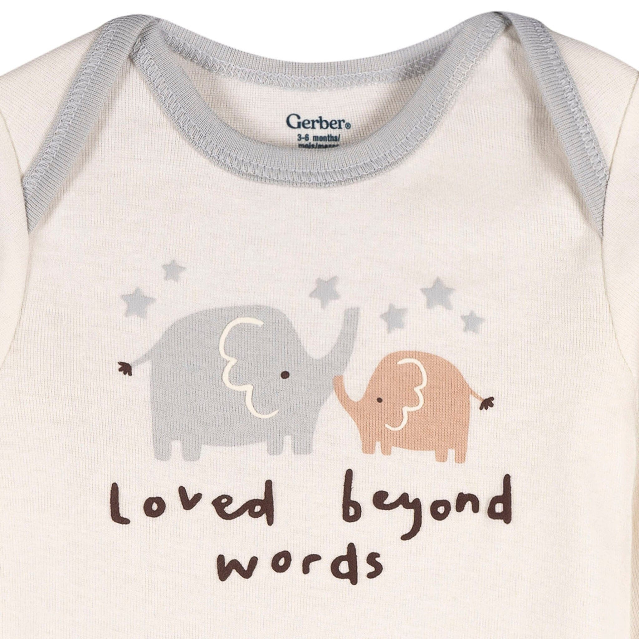 3-Pack Baby Neutral Elephant Love Long Sleeve Onesies® Bodysuits - Image 3