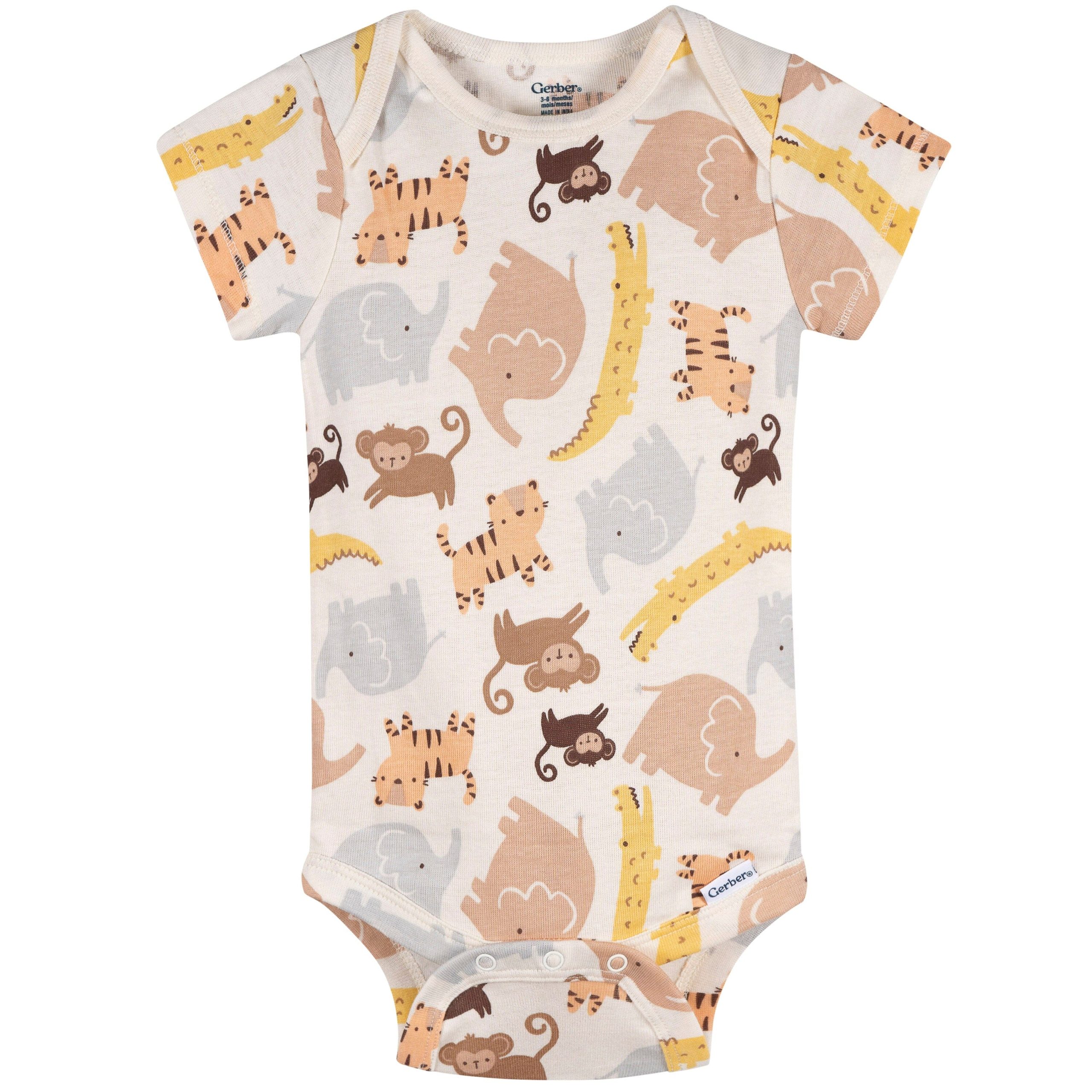 4-Pack Baby Neutral Safari Smiles Onesies® Bodysuits and Sleep 'N Play - Image 5