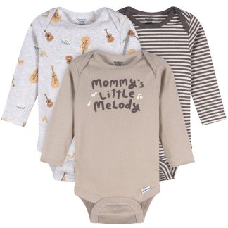 3-Pack Baby Neutral Little Melody Long Sleeve Onesies® Bodysuits