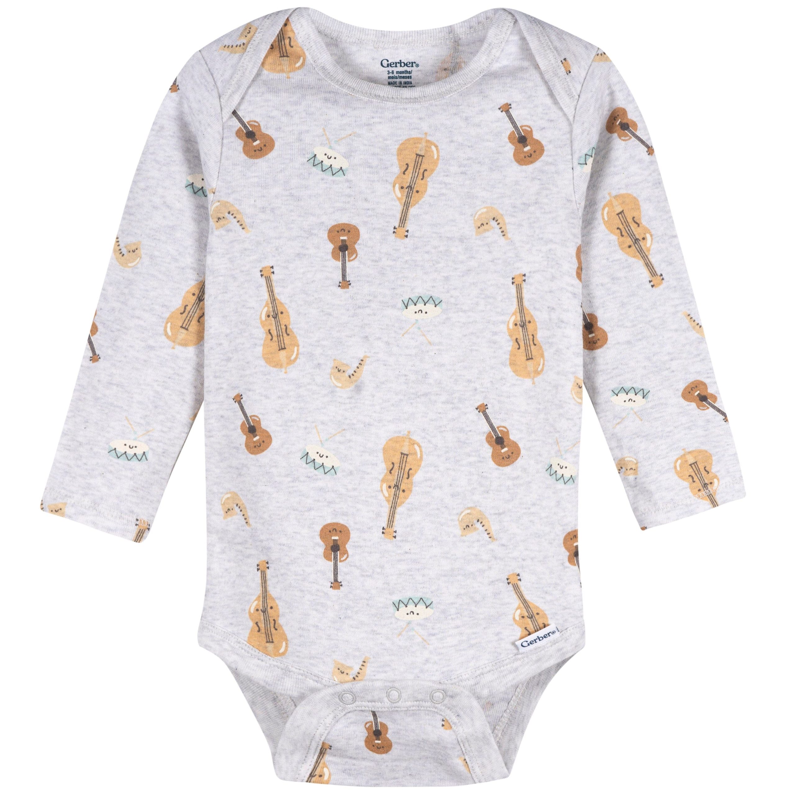 4-Pack Baby Neutral Musical Animals Long Sleeve Onesies® Bodysuits and Sleep 'N Play - Image 5