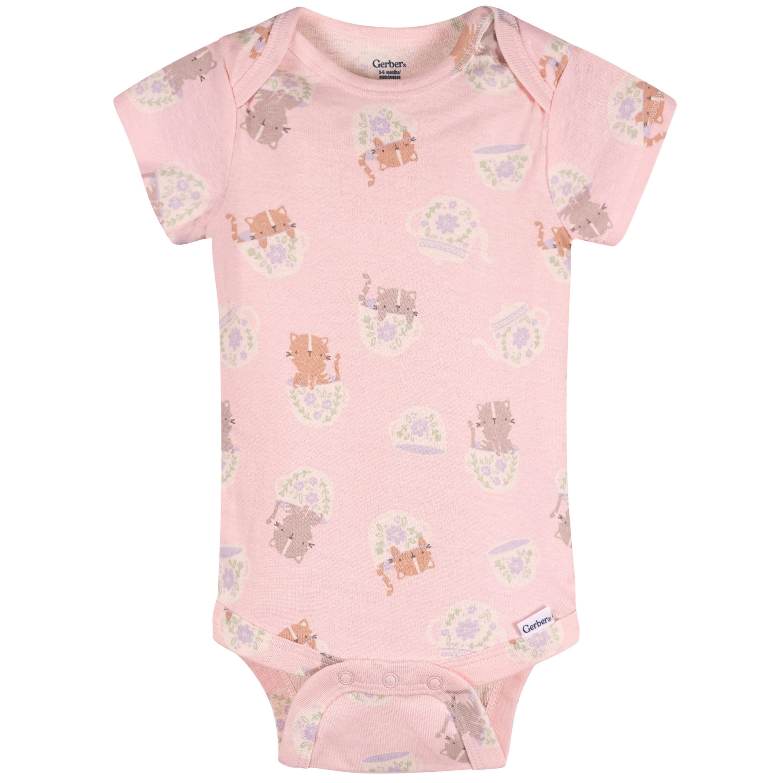 4-Pack Baby Girls Teacup Kittens Onesies® Bodysuits and Sleep 'N Play - Image 5
