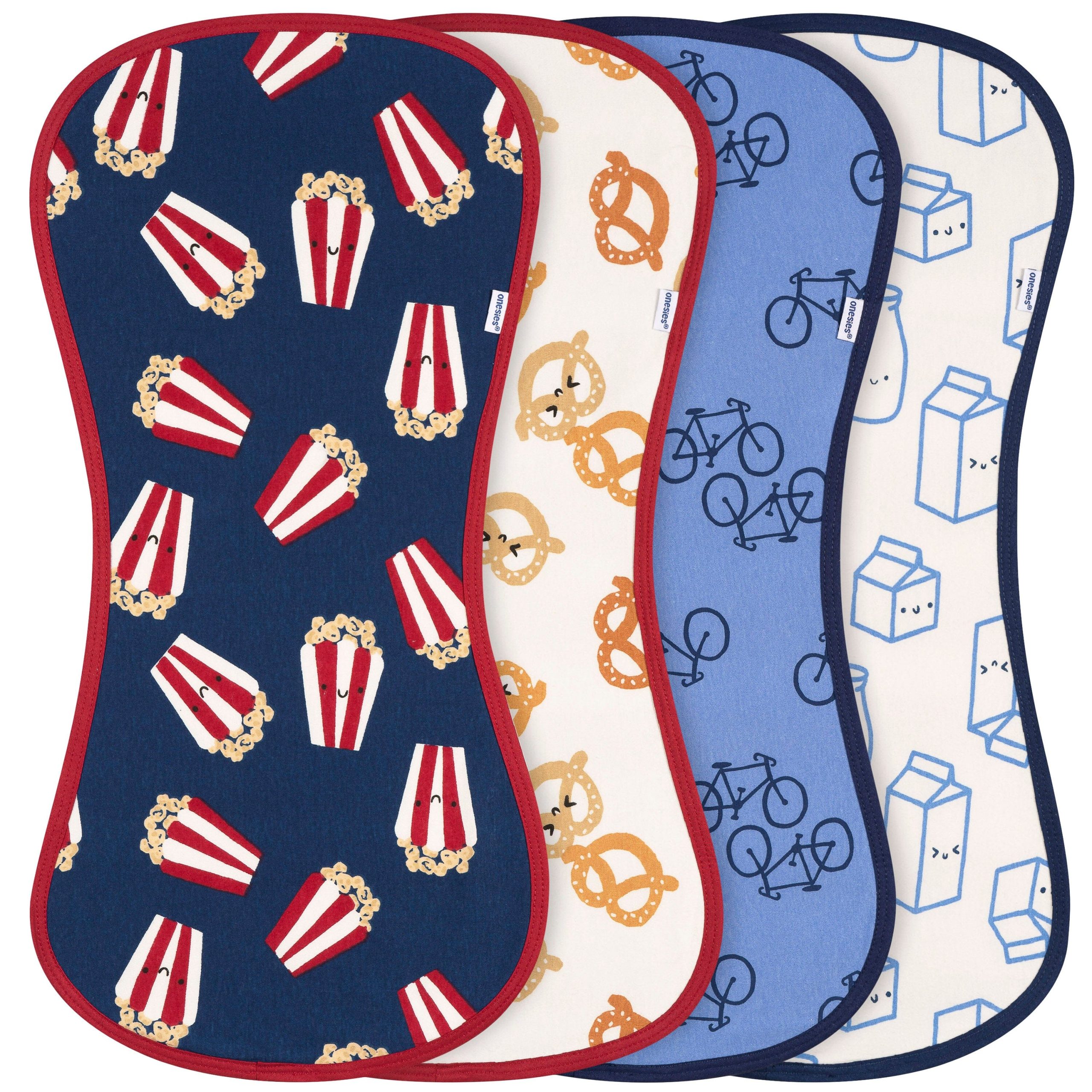 4-Pack Baby Boys Popcorn Burp Cloths