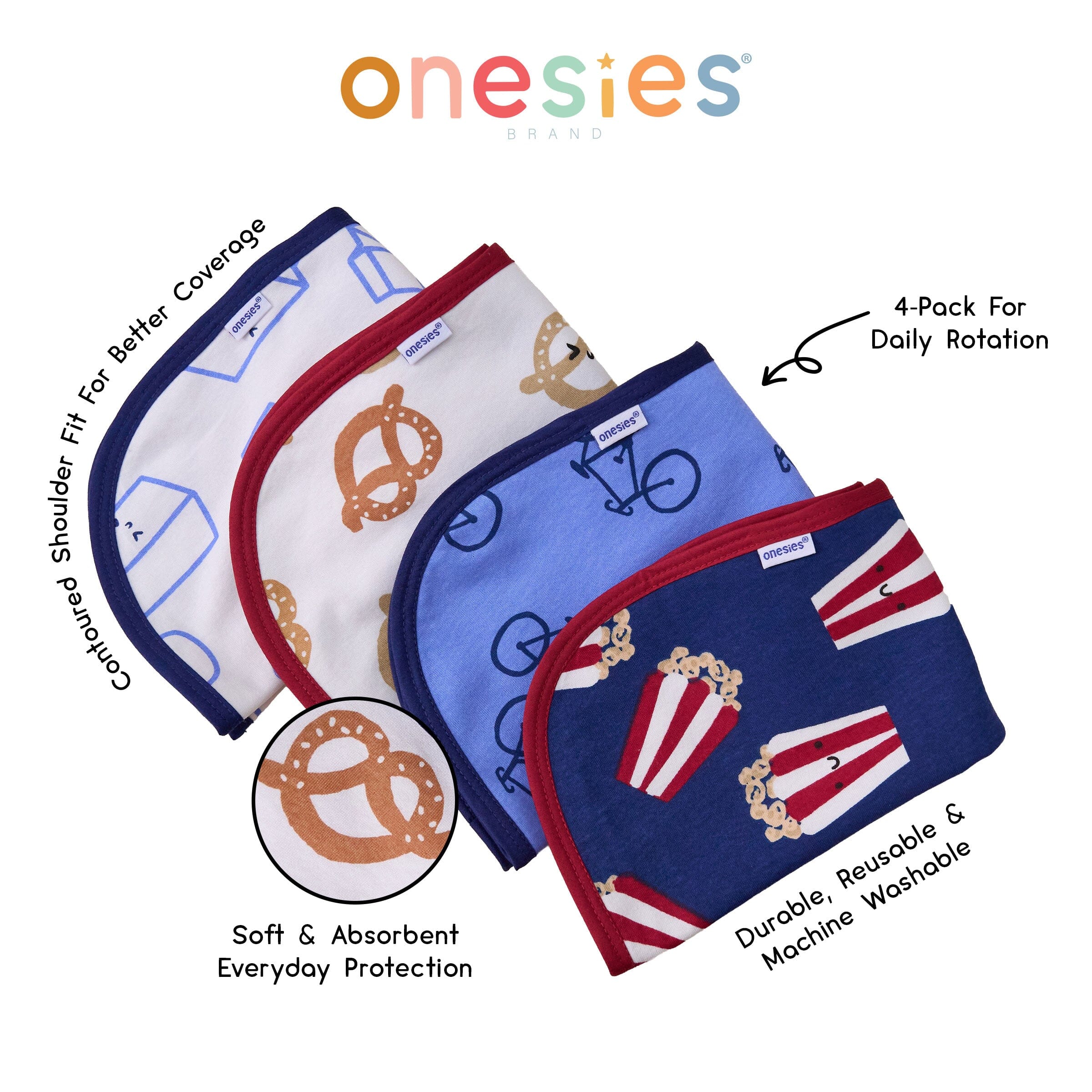 4-Pack Baby Boys Popcorn Burp Cloths - Image 7