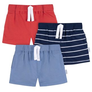 3-Pack Baby & Toddler Boys Blue & Red Knit Shorts