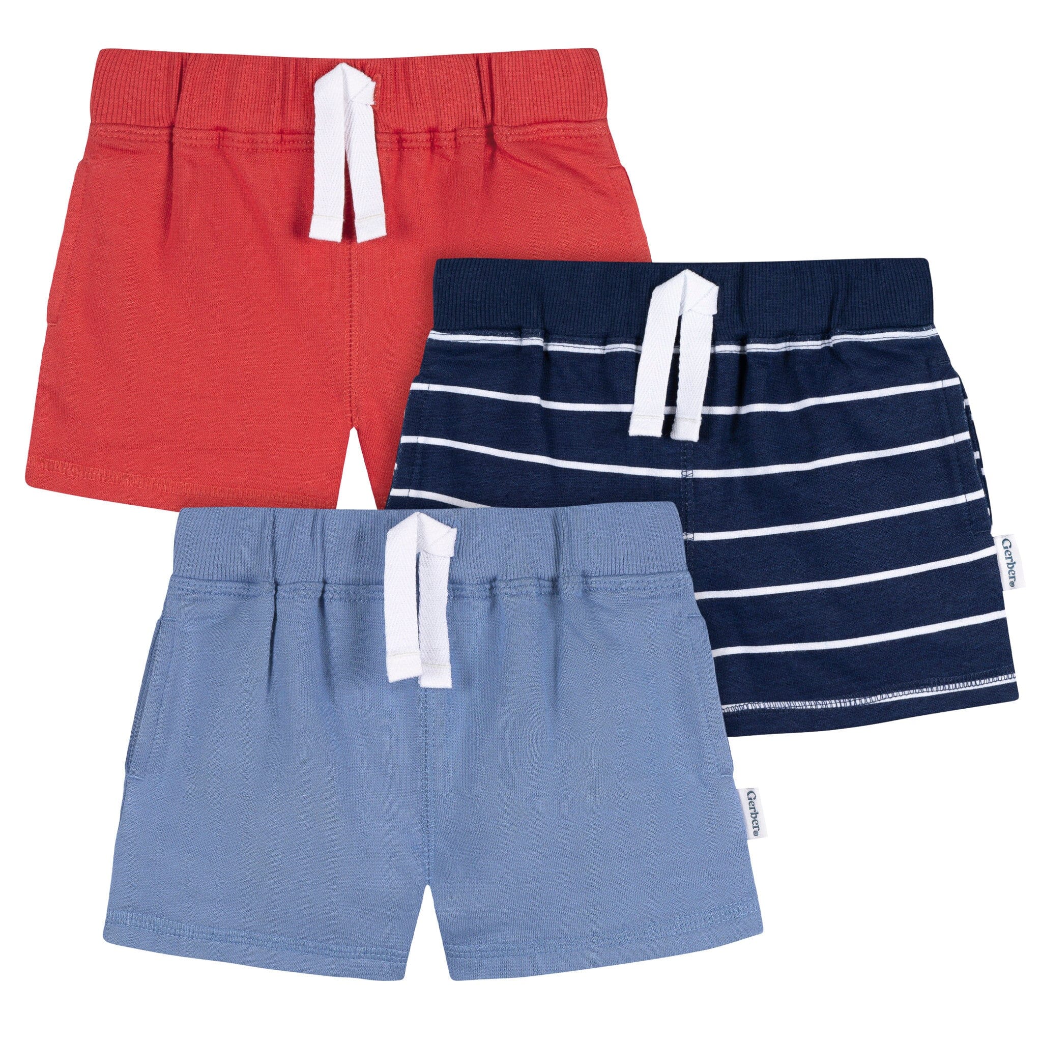 3-Pack Baby & Toddler Boys Blue & Red Knit Shorts