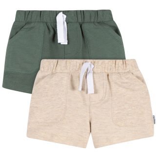 2-Pack Baby & Toddler Boys Green & Tan Knit Shorts