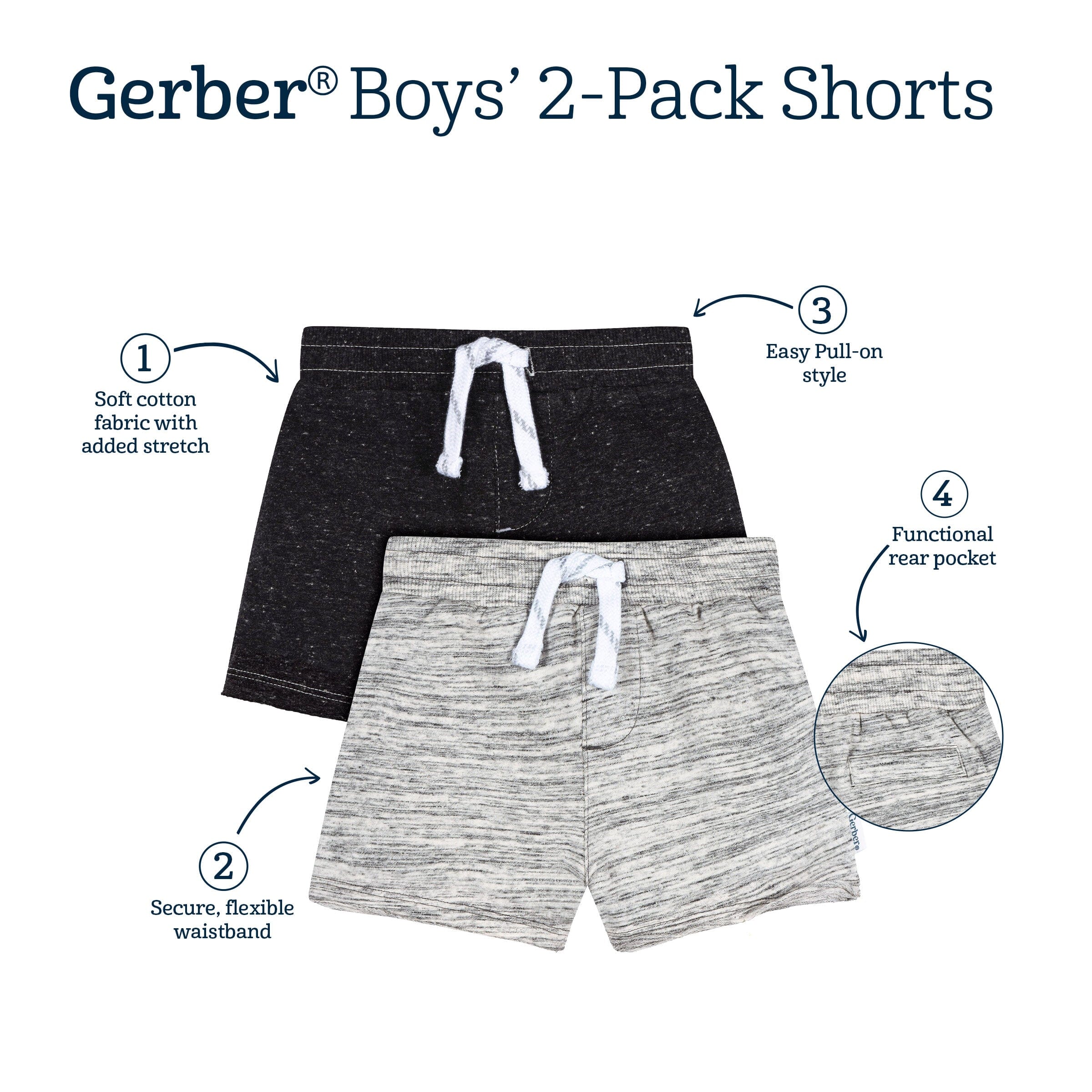2-Pack Baby & Toddler Boys Grey Raw Edge Knit Shorts - Image 12