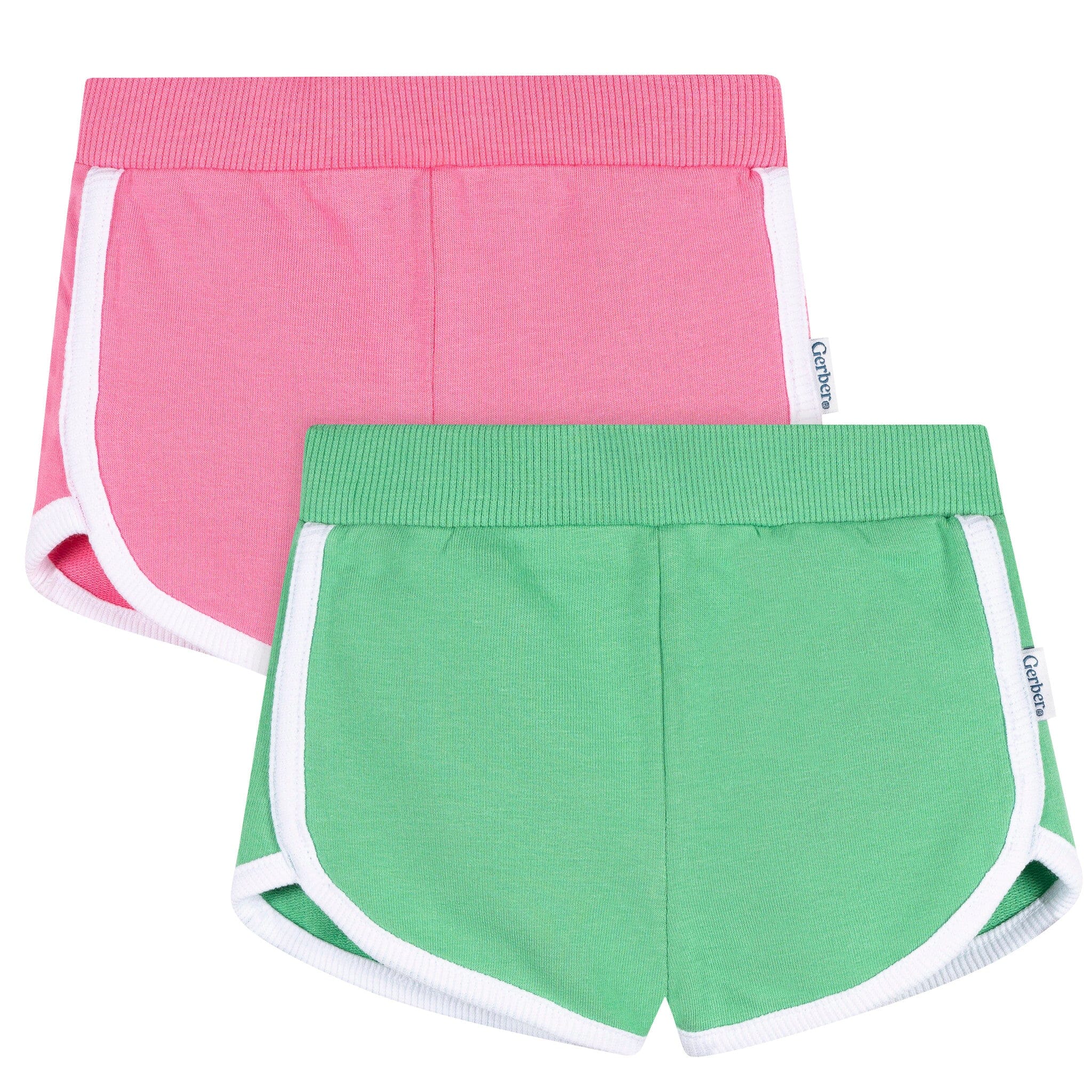 2-Pack Baby & Toddler Girls Green & Pink Knit Dolphin Shorts