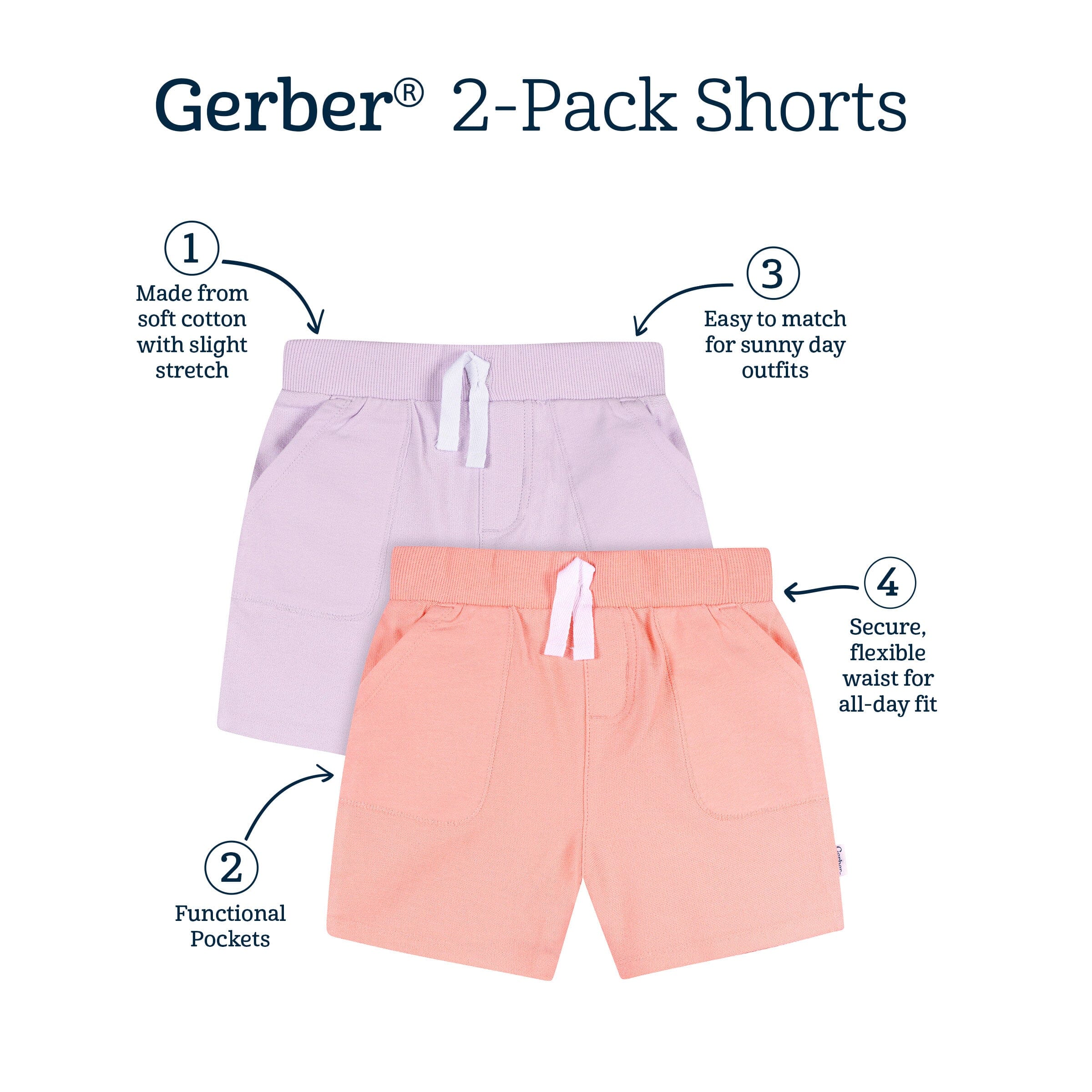 2-Pack Baby & Toddler Girls Pink & Purple Knit Shorts - Image 10