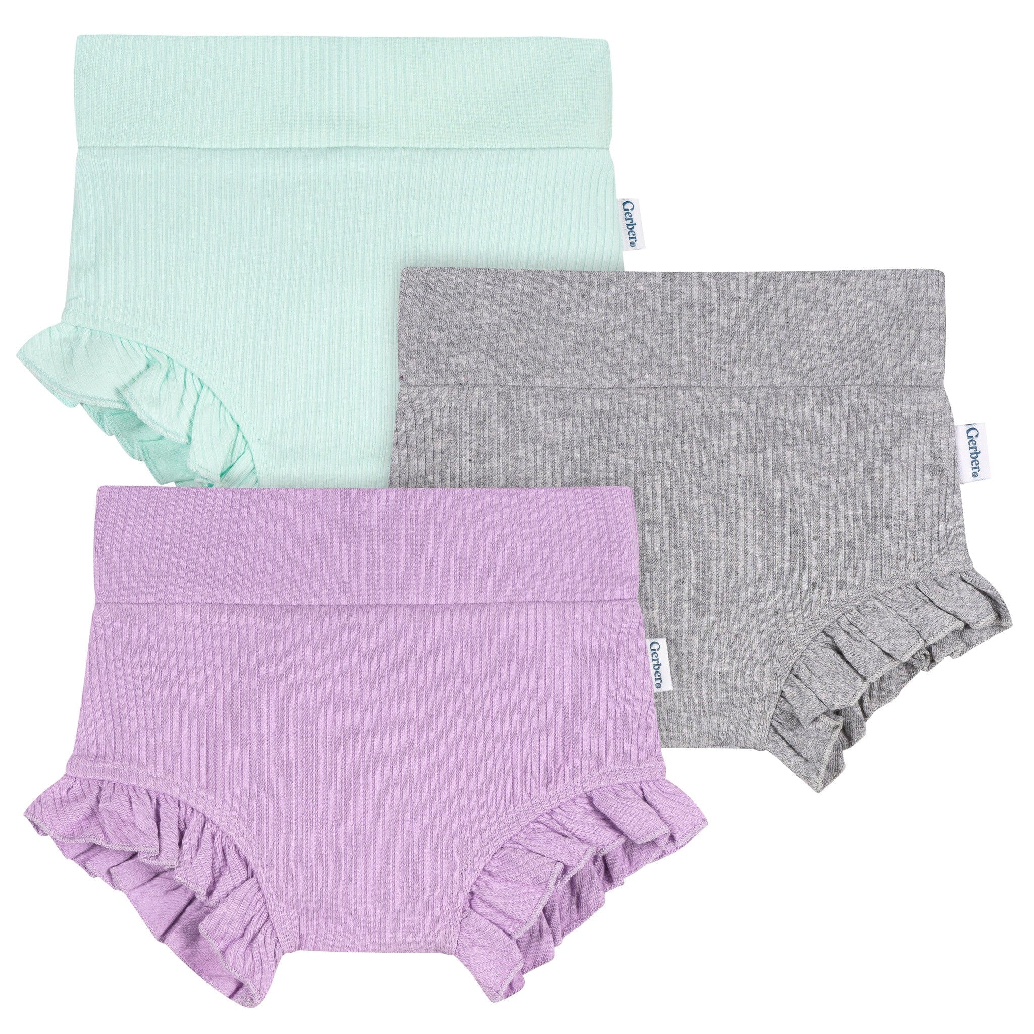 3-Pack Baby Girls Aqua, Grey & Purple Bubble Shorts