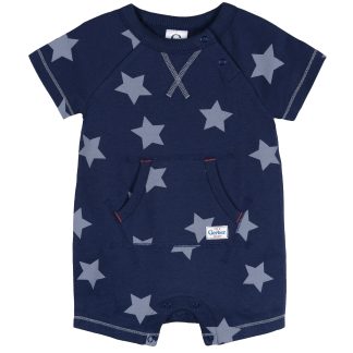 Baby Boys Navy Stars Kangaroo Pocket Romper