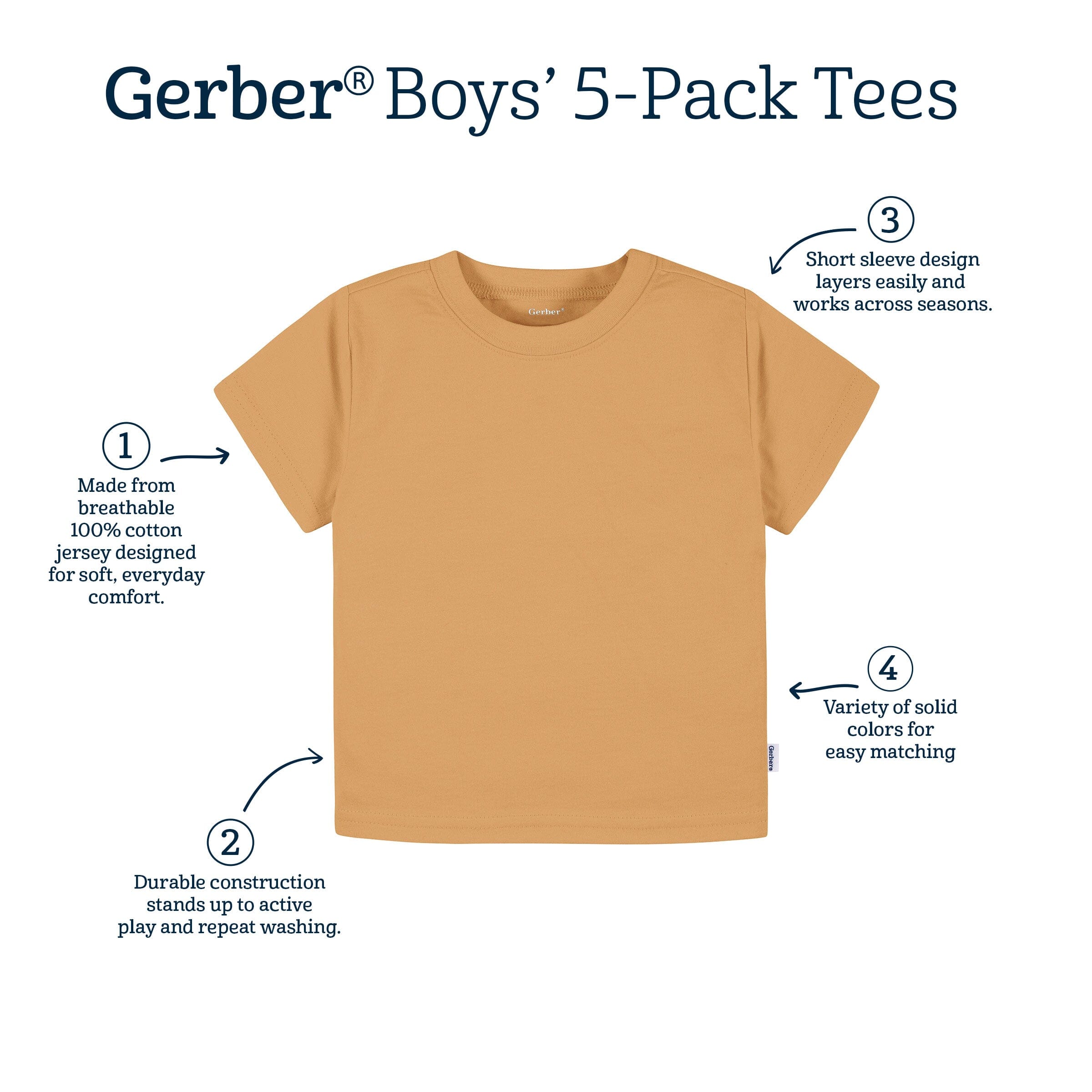 5-Pack Infant & Toddler Earth Tones Short Sleeve T-Shirts - Image 7