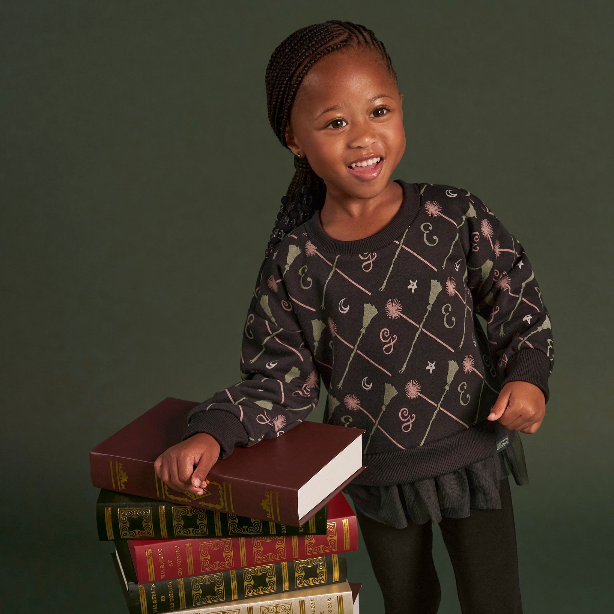 Infant & Toddler Girls Black Wand & Broom Wicked Sweatshirt - Image 2