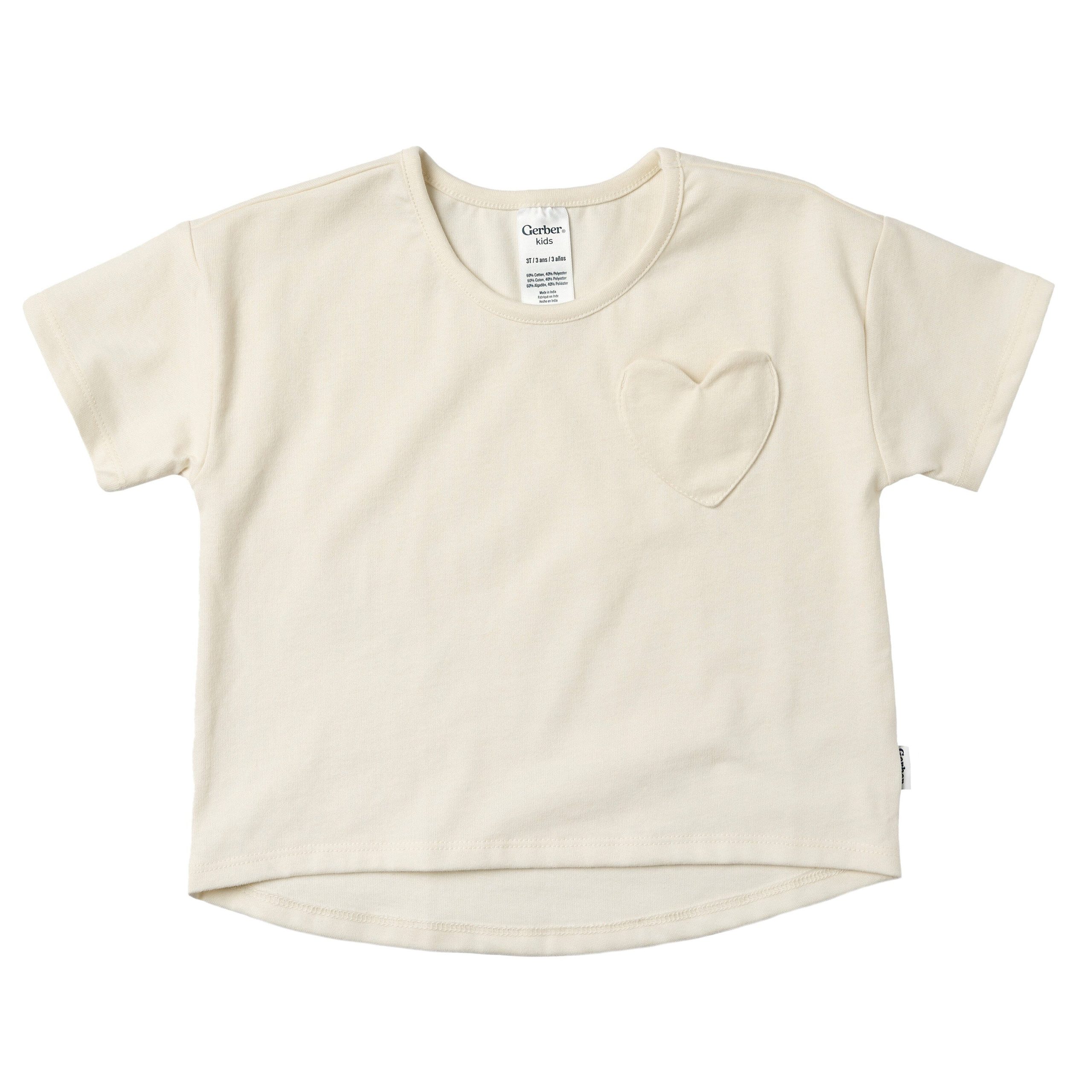 3-Pack Baby & Toddler Girls Ivory, Black, and Pink Short Sleeve Shirts - Image 2