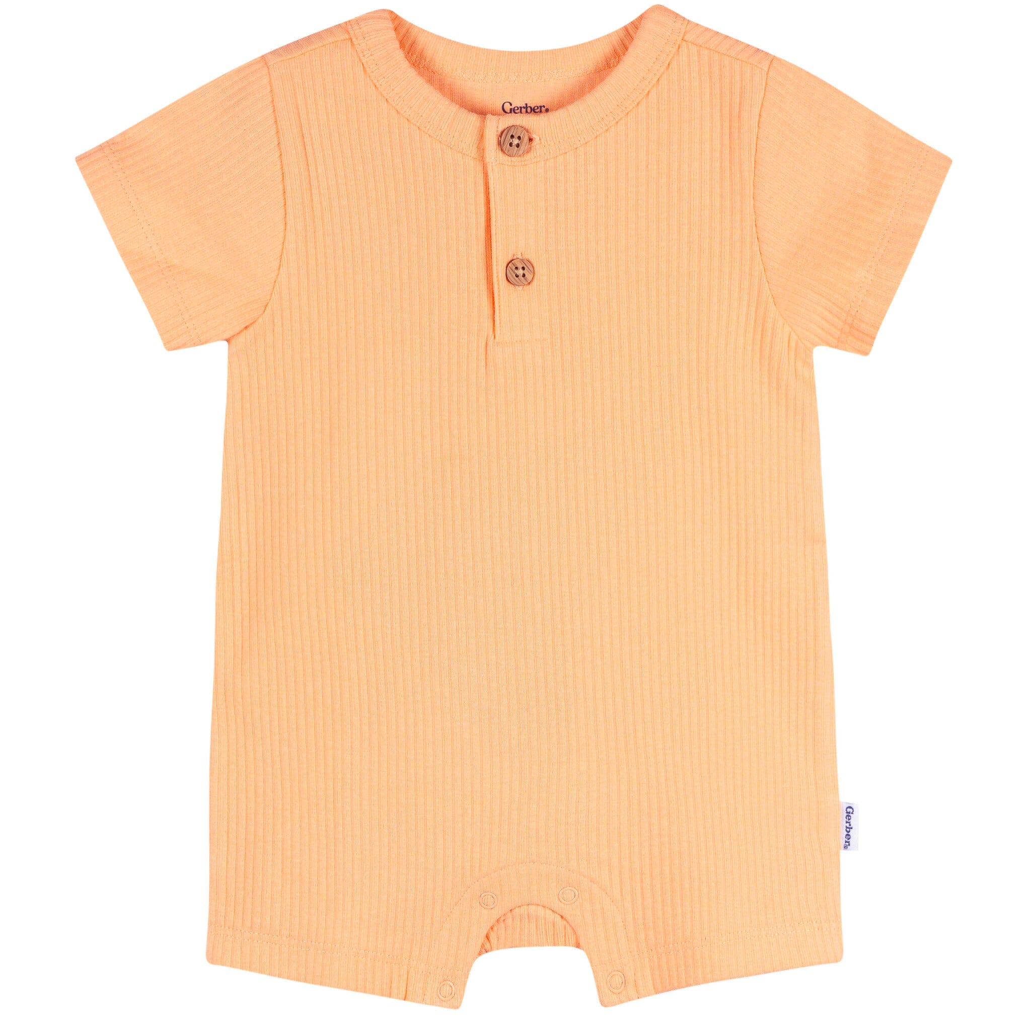 Baby Neutral Peach Short Sleeve Henley Romper
