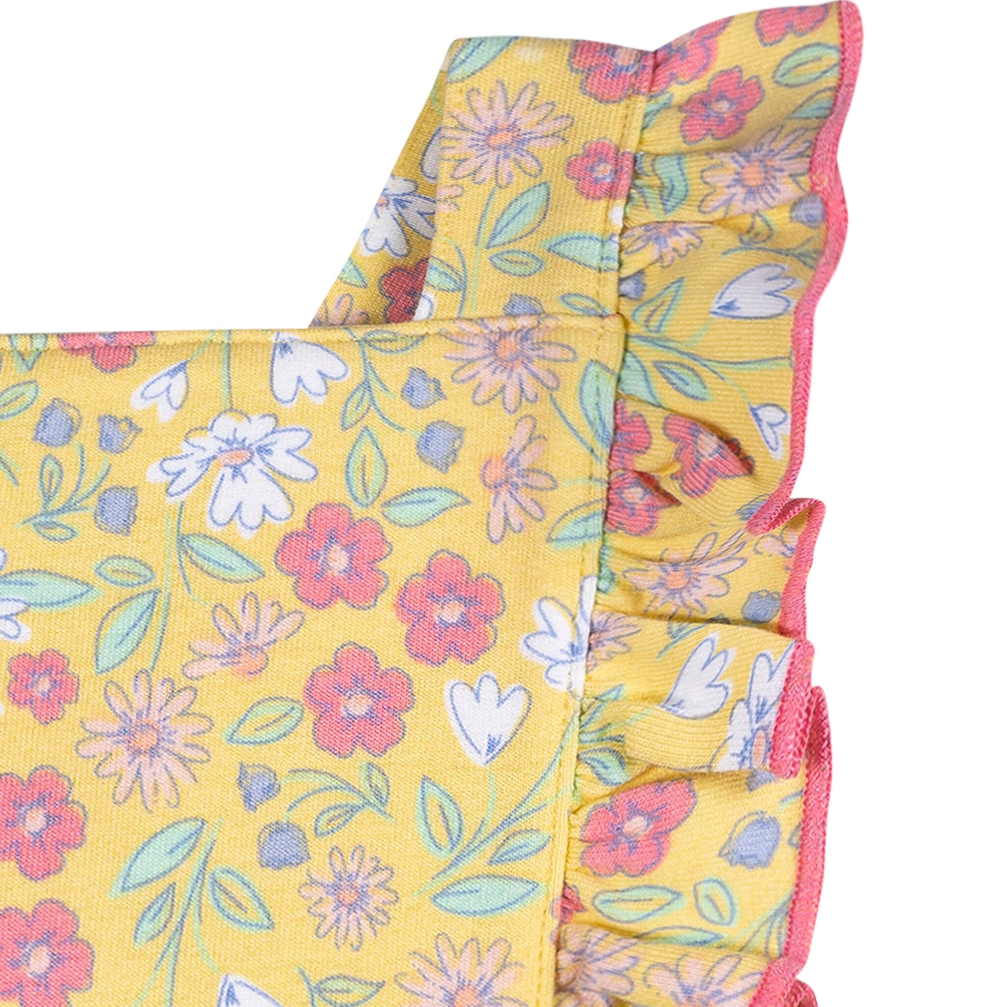 Baby Girls Yellow Floral Bubble Romper - Image 3