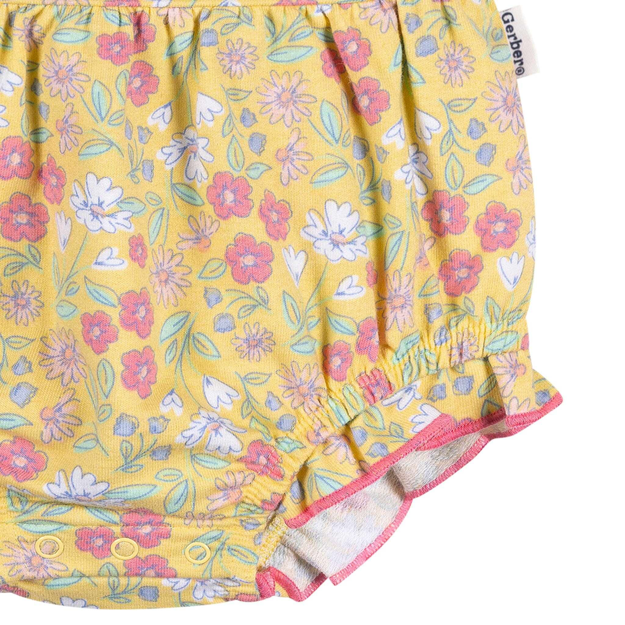 Baby Girls Yellow Floral Bubble Romper - Image 4