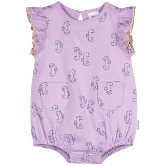 Baby Girls Purple Seahorses Pocket Bubble Romper