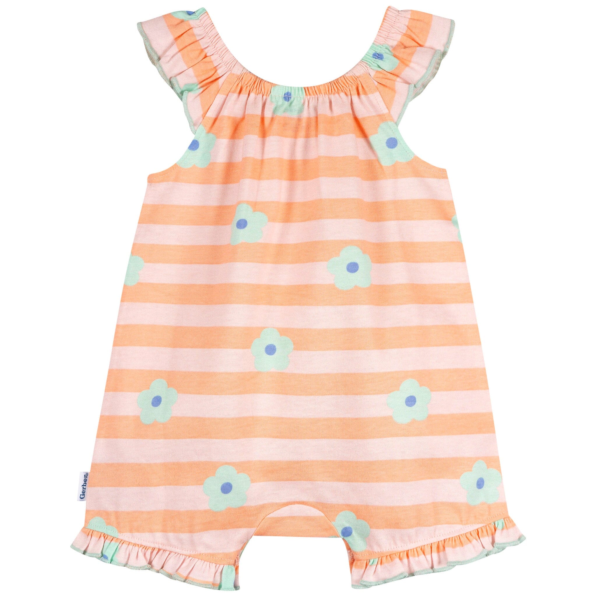 Baby Girls Pink Stripes Sleeveless Ruffle Romper - Image 5