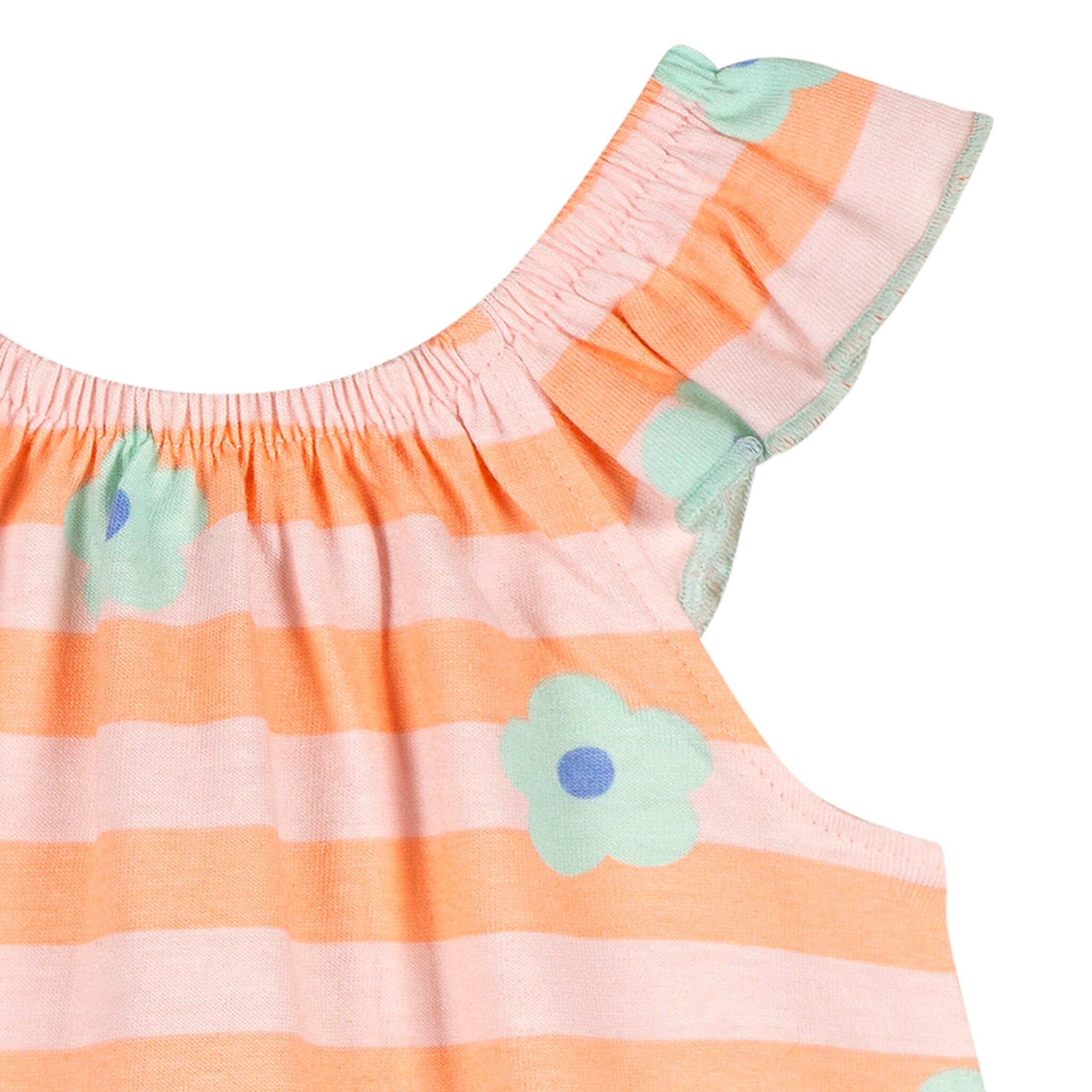 Baby Girls Pink Stripes Sleeveless Ruffle Romper - Image 6