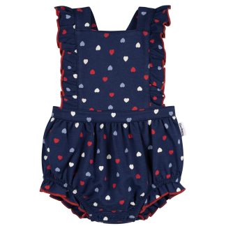Baby Girls Red, White, & Blue Hearts Bubble Romper