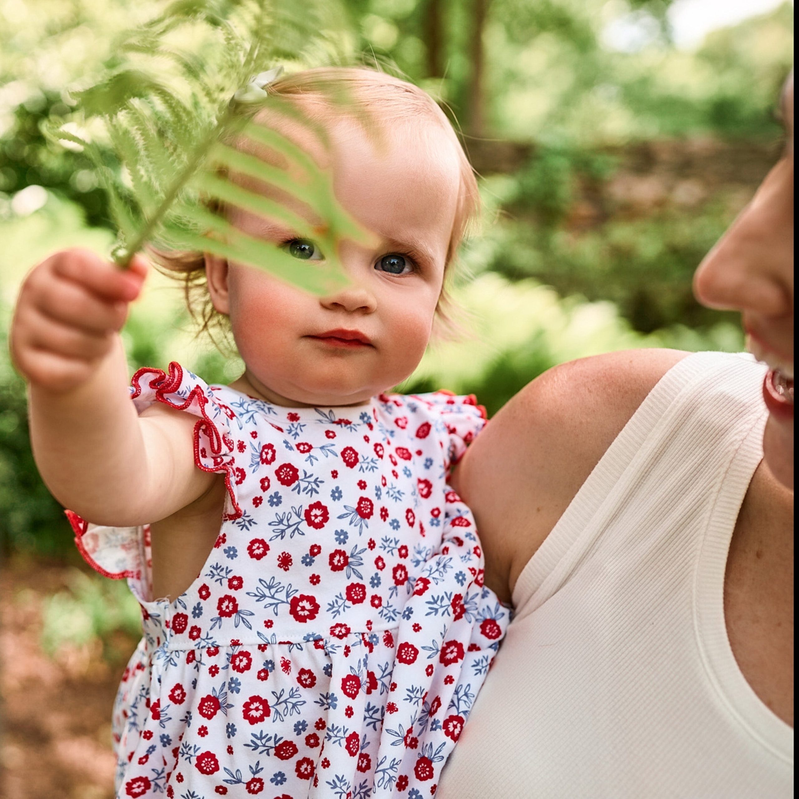 Baby Girls Red, White, & Blue Floral Dress - Image 4