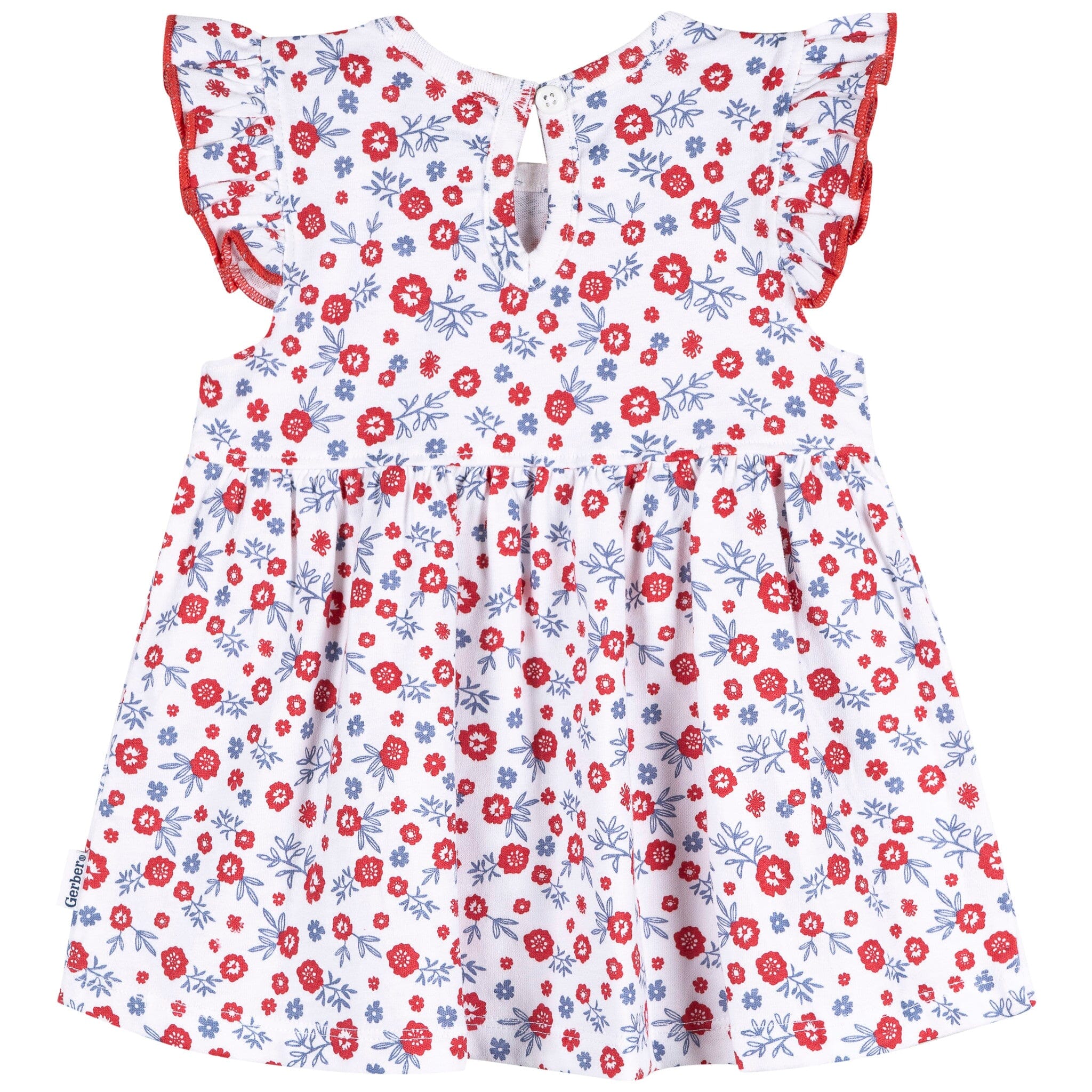 Baby Girls Red, White, & Blue Floral Dress - Image 6