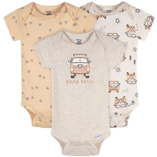 3-Pack Baby Neutral Road Trip Short Sleeve Onesies® Bodysuits