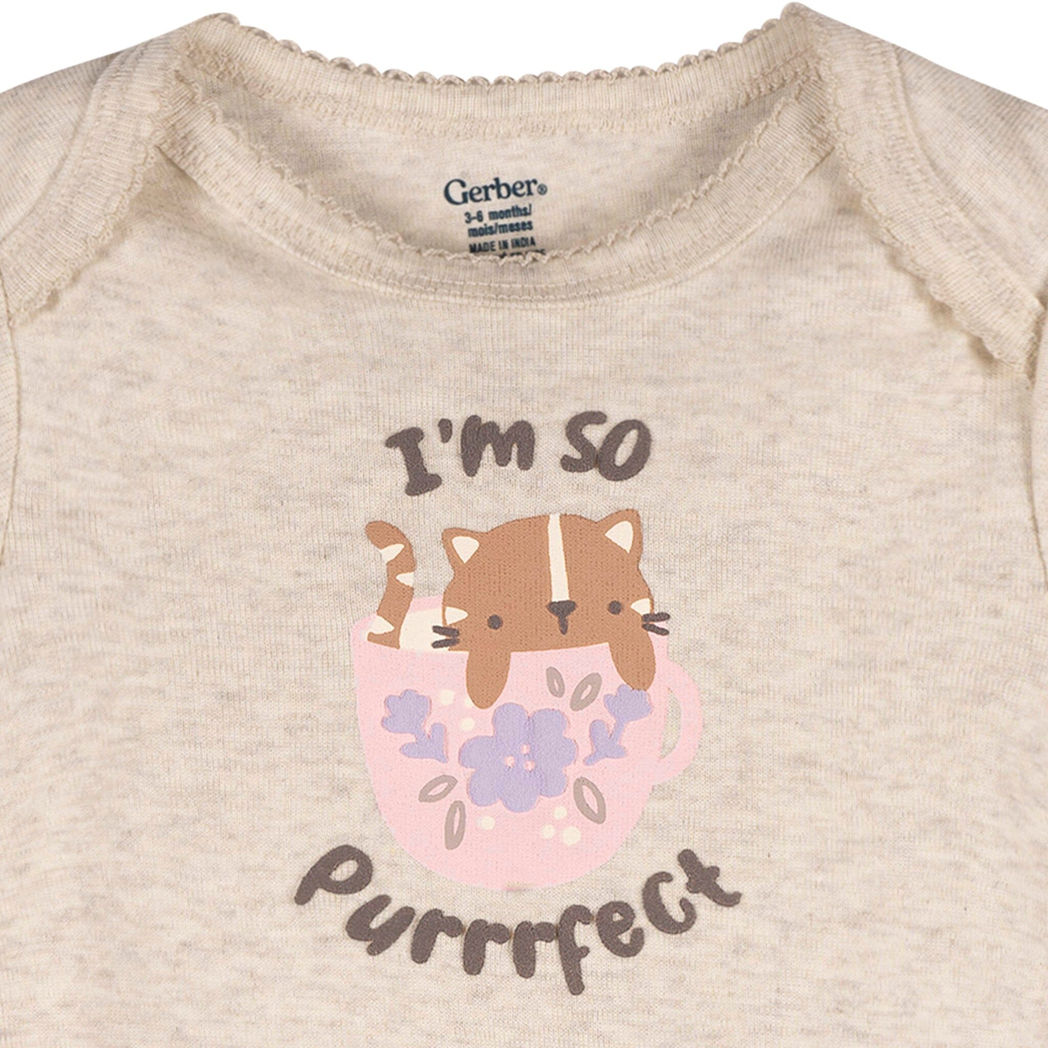 3-Pack Baby Girls Purrrfect Kittens Short Sleeve Onesies® Bodysuits - Image 3