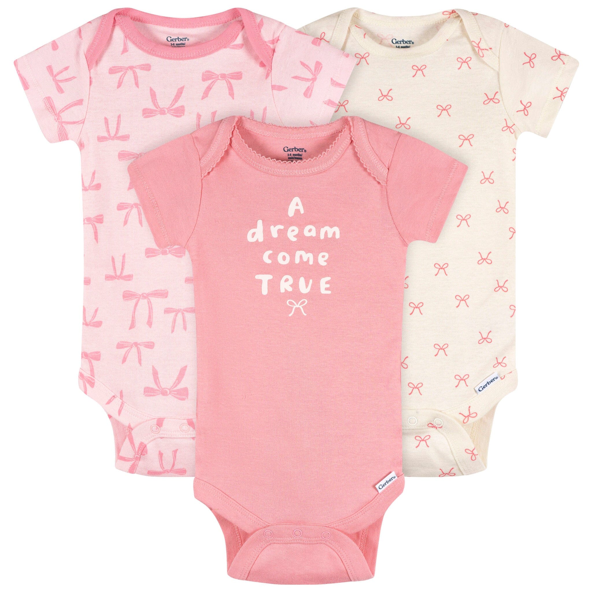 3-Pack Baby Girls Dream Come True Short Sleeve Onesies® Bodysuits