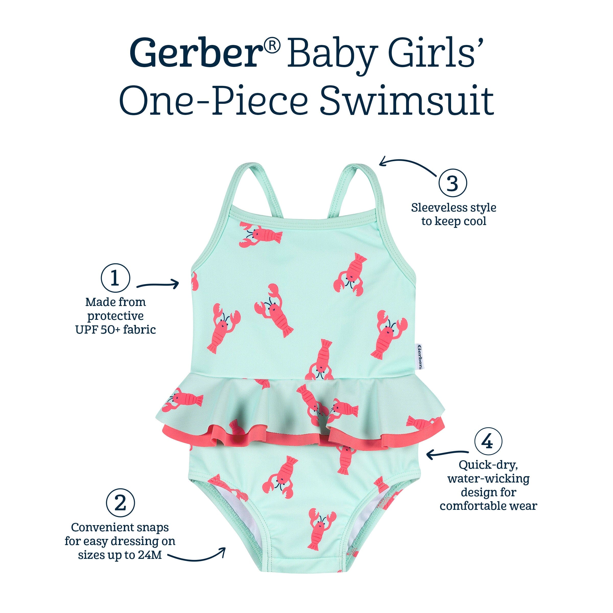 Baby & Toddler Girls UPF 50+ Lobsters One-Piece Swimsuit - Image 5