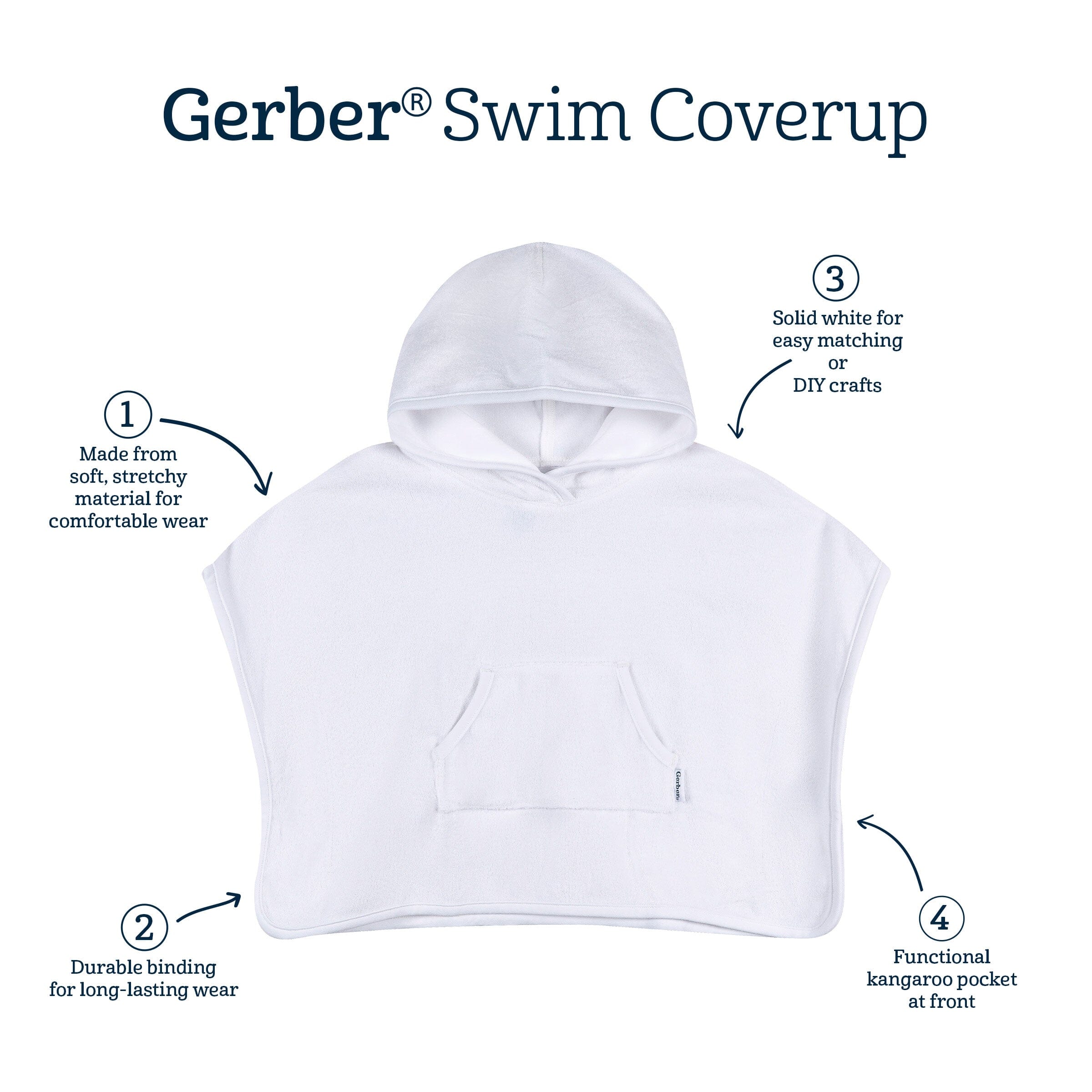 Embroidered Baby & Toddler Neutral White Hooded Swim Coverup - Image 8
