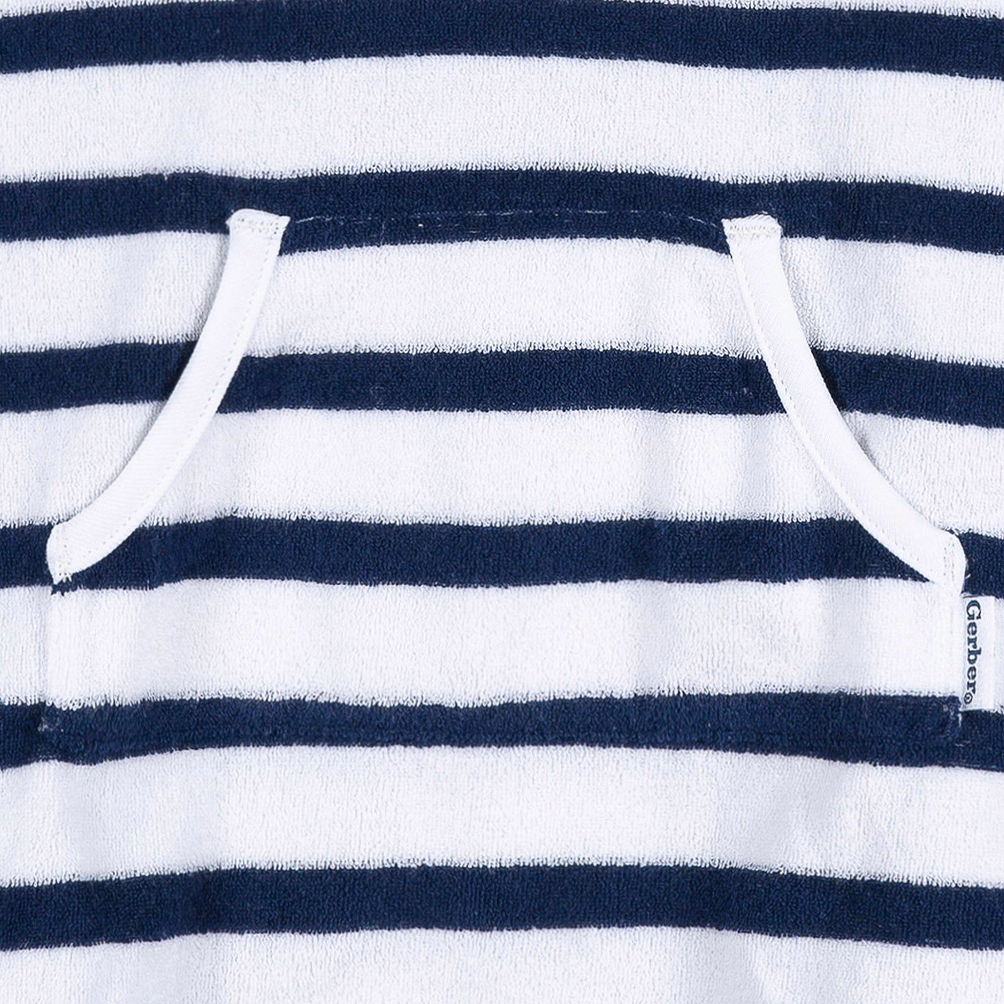Baby & Toddler Neutral Navy Stripe Hooded Swim Coverup - Image 5