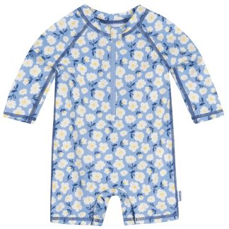Baby Girls UPF 50+ Blue Daisies Long Sleeve Rash Guard
