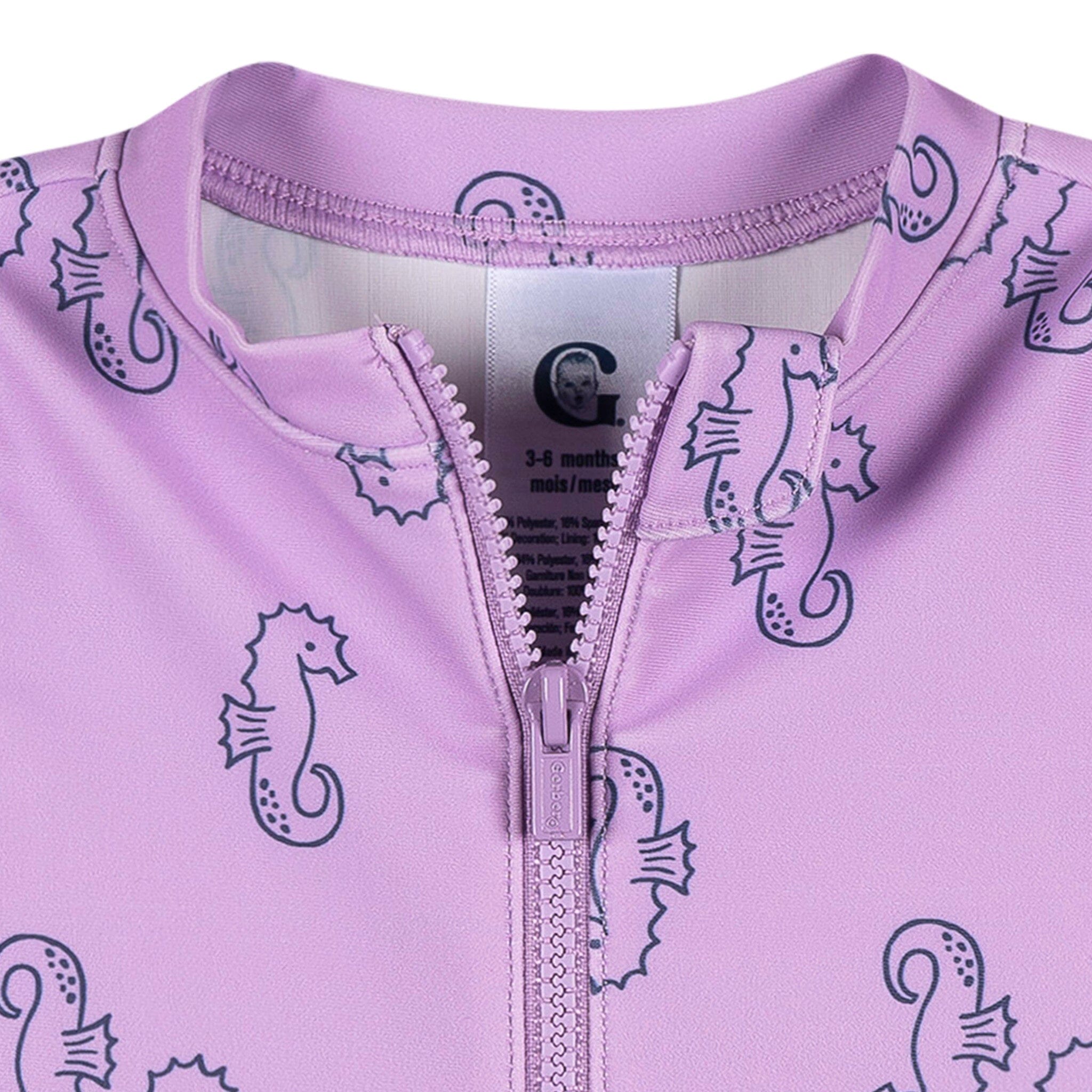 Baby Girls UPF 50+ Purple Seahorses Rash Guard - Image 6