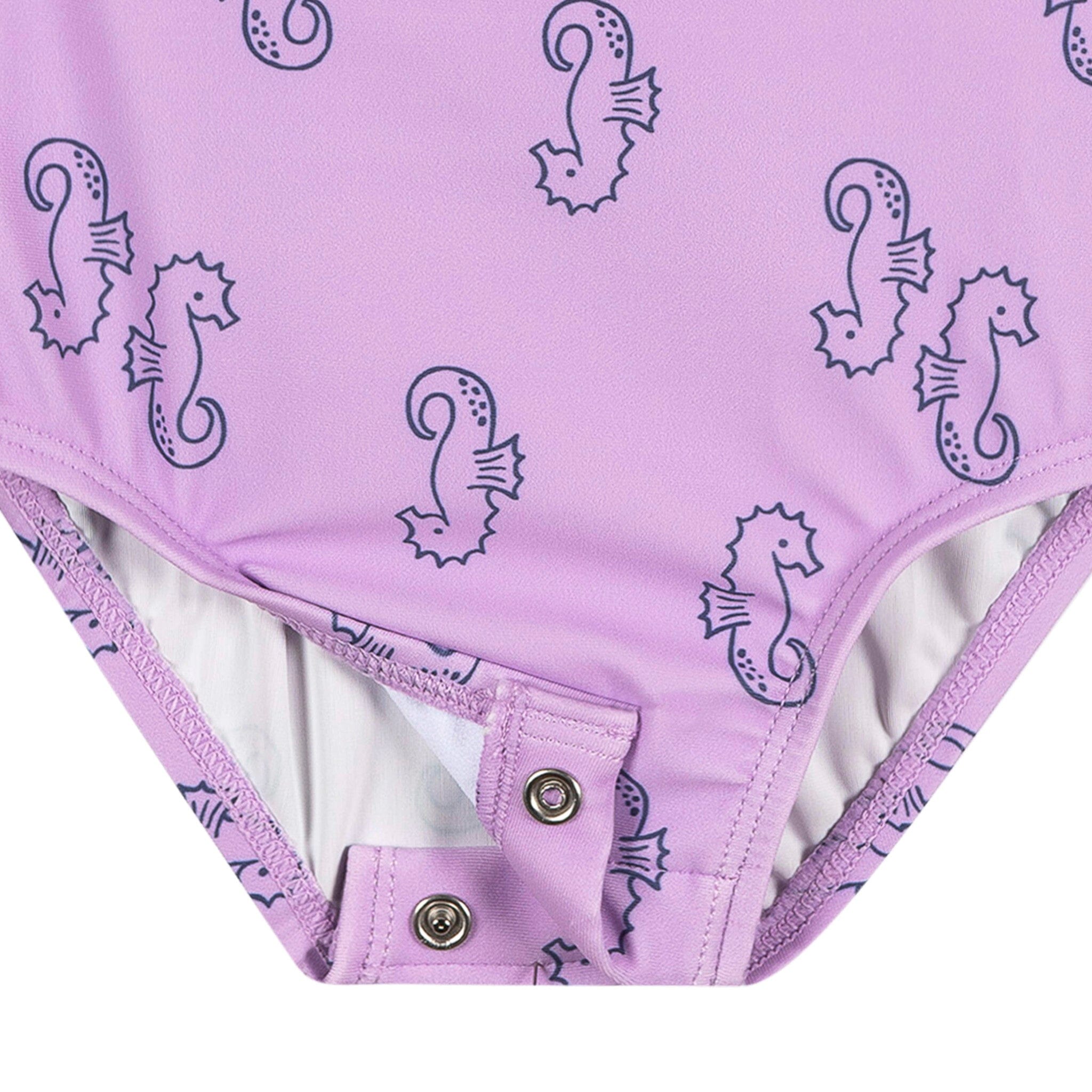 Baby Girls UPF 50+ Purple Seahorses Rash Guard - Image 8