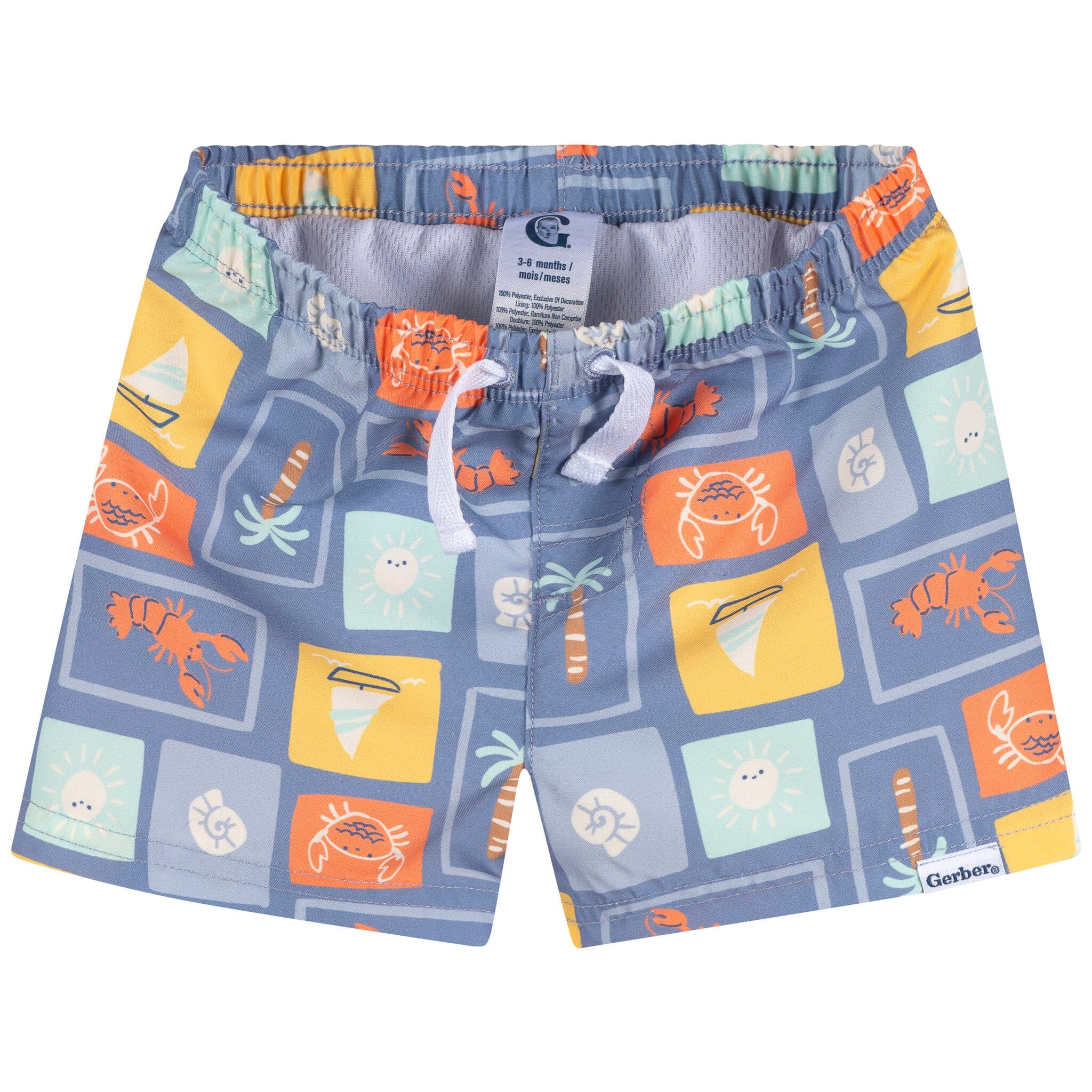 2-Piece Baby & Toddler Boys UPF 50+ Green Stamps Rash Guard & Swim Trunks Set - Image 7