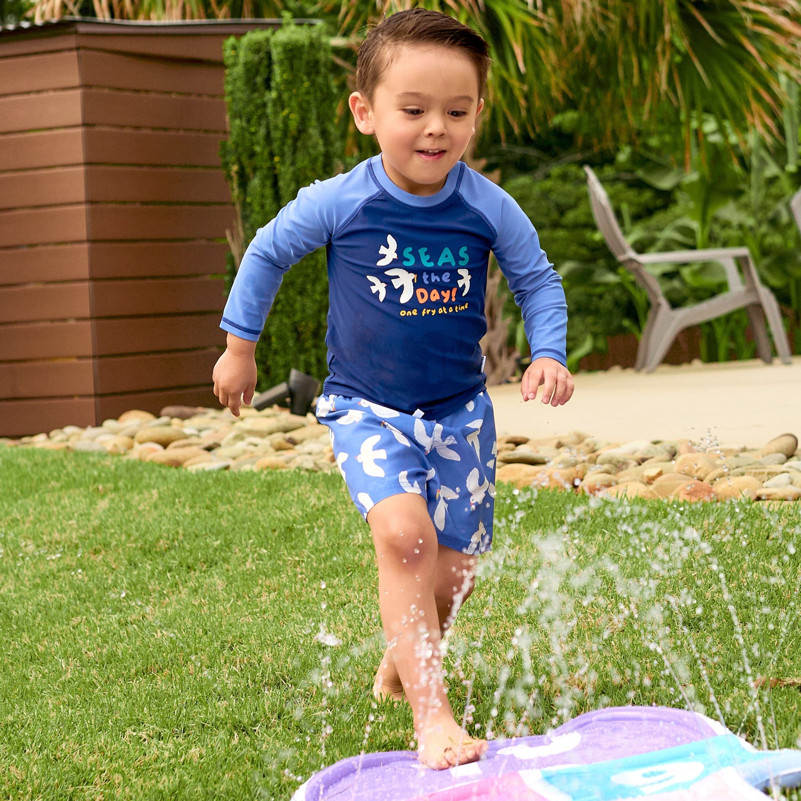 2-Piece Baby & Toddler Boys UPF 50+ Seagulls Rash Guard & Swim Trunks Set - Image 2