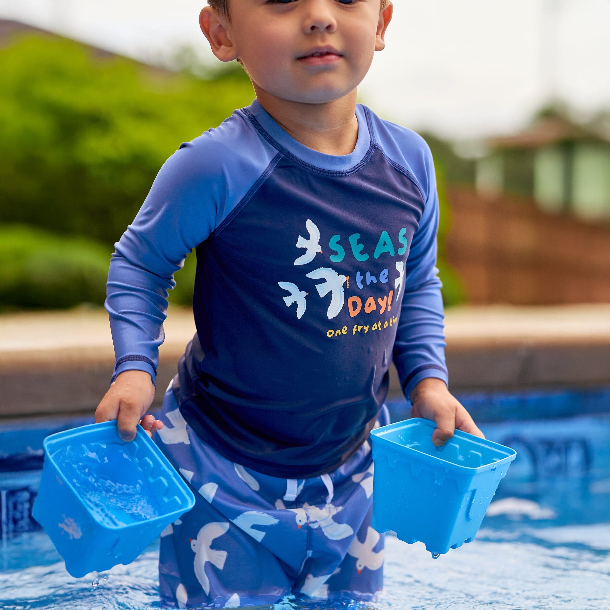 2-Piece Baby & Toddler Boys UPF 50+ Seagulls Rash Guard & Swim Trunks Set - Image 3