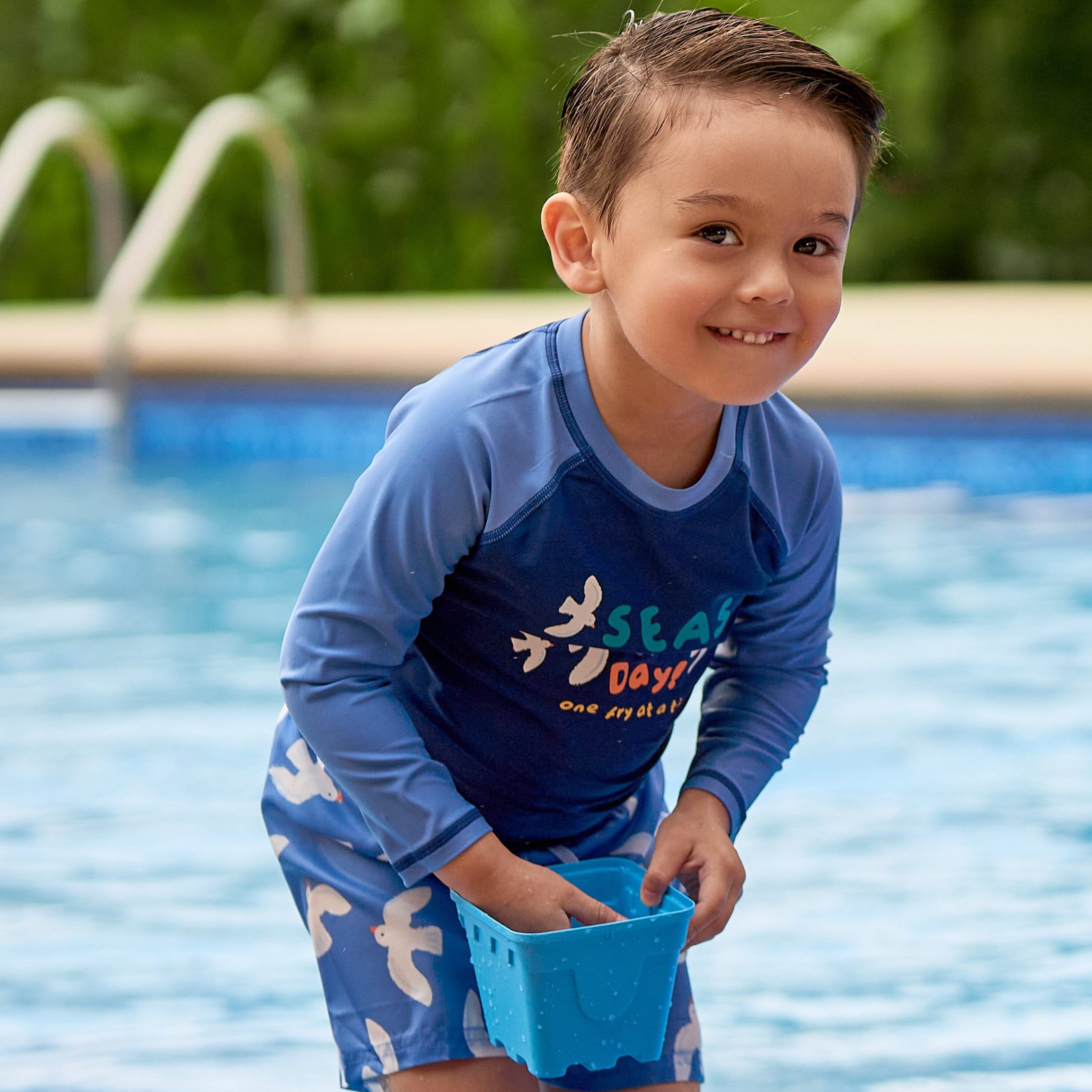 2-Piece Baby & Toddler Boys UPF 50+ Seagulls Rash Guard & Swim Trunks Set - Image 4